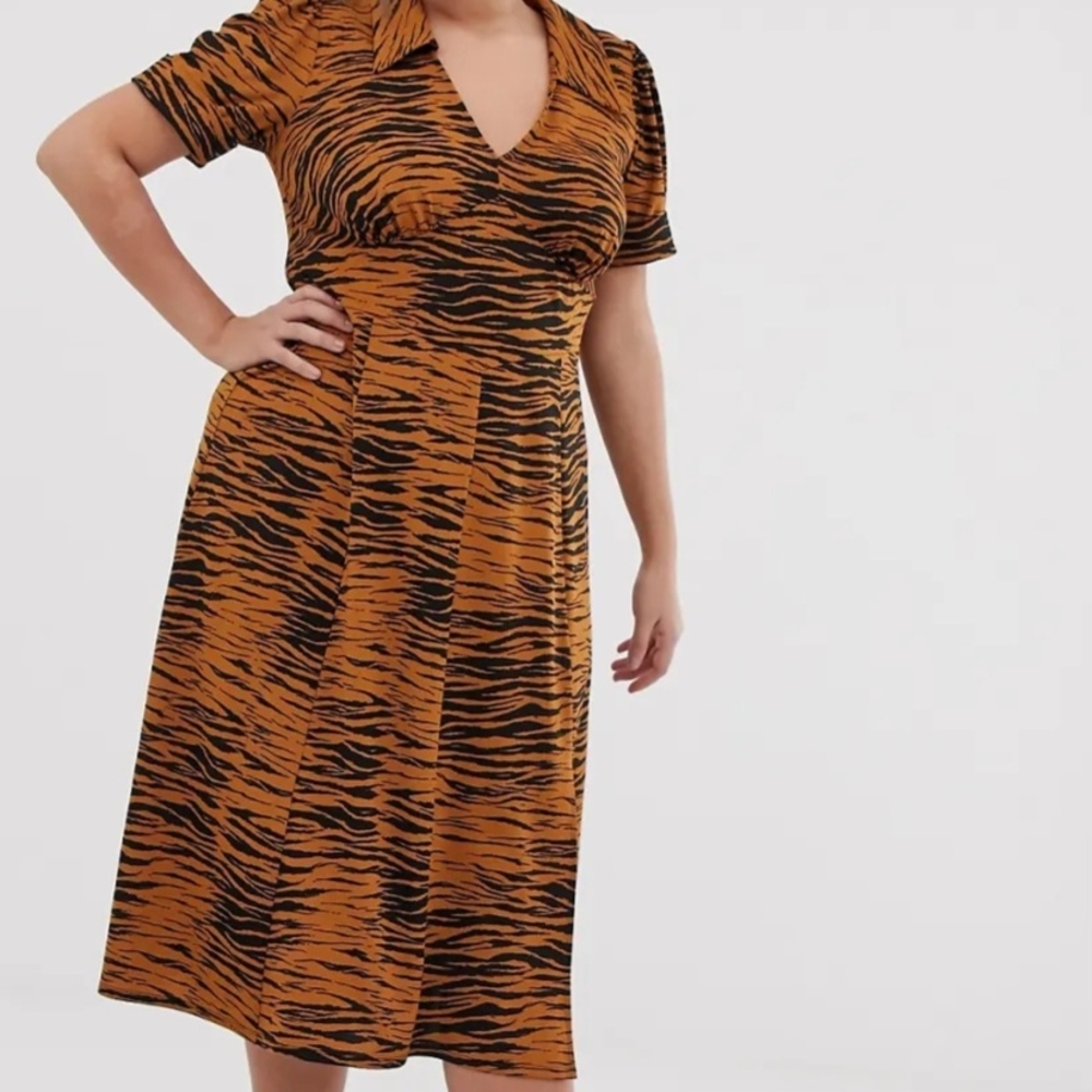 Tiger Print Midi Dress
